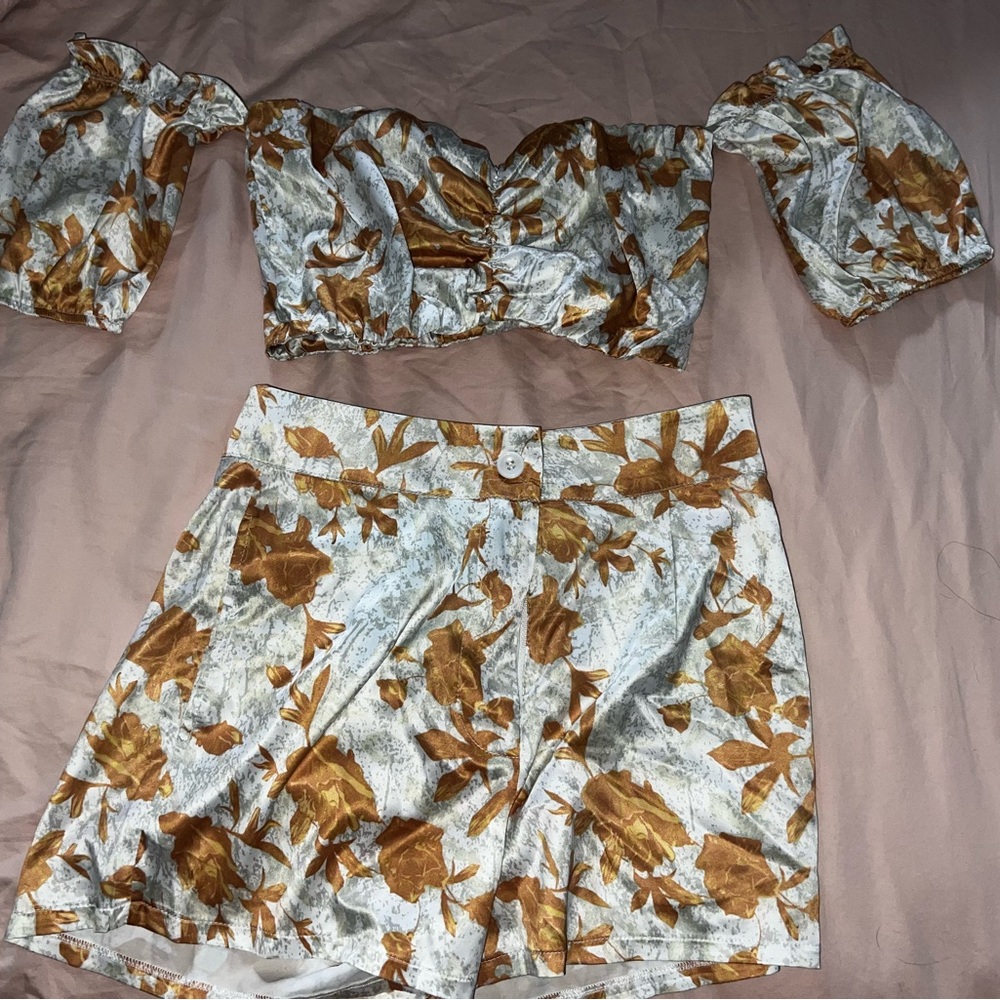 Floral Print Women's Skirt&Top